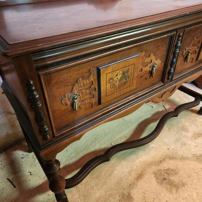 Antique Sideboard Walnut Gum Mahogany Woods 54x22x35