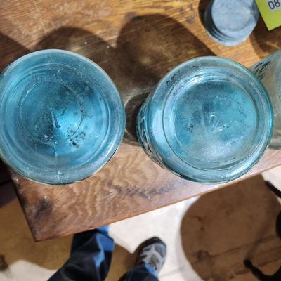 Lot of Ball Mason Jars w Zinc Tops 1,2,4,6