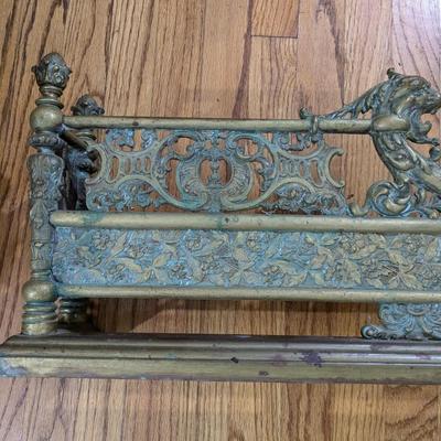 Antique French Louis XV Style Gilt Brass Fireplace Fender
