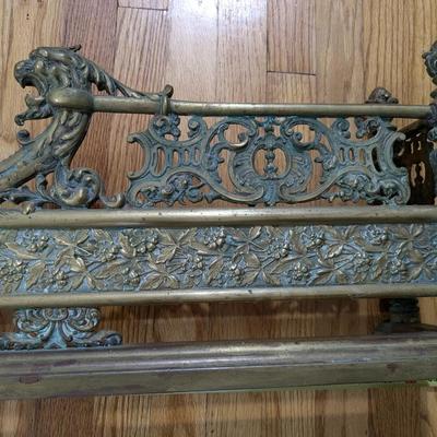 Antique French Louis XV Style Gilt Brass Fireplace Fender