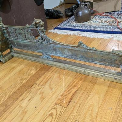 Antique French Louis XV Style Gilt Brass Fireplace Fender