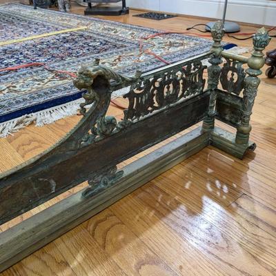 Antique French Louis XV Style Gilt Brass Fireplace Fender