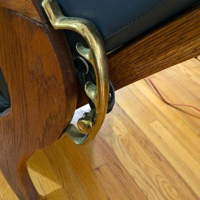 Antique Victorian Oak Figural Dog Head Gentleman's Parlor Arm Chair