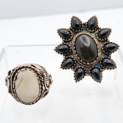 Rings & Pendants - Black & White Stones