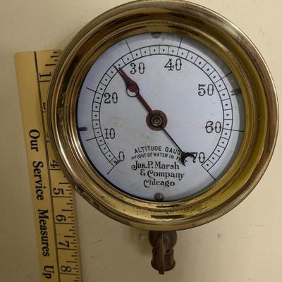 Vintage Nautical Brass Ship Altitude Gauge. Jas P Marsh Co, Chicago