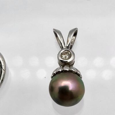 Two 14k Pearl & Diamond Pendants 3.1gr