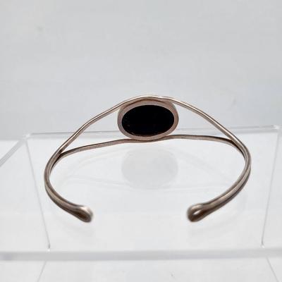 Sterling Silver Cuff Bracelets, One With Amber