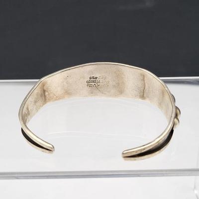 Sterling Silver Cuff Bracelets, One With Amber