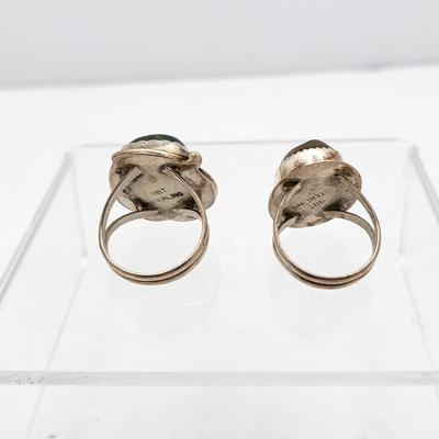 Two Signed BBT Druzy & Sterling Silver Rings