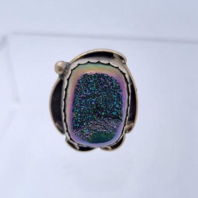 Two Signed BBT Druzy & Sterling Silver Rings