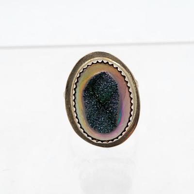 Two Signed BBT Druzy & Sterling Silver Rings