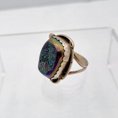 Two Signed BBT Druzy & Sterling Silver Rings