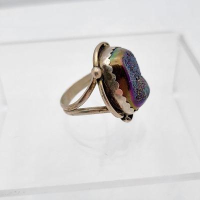 Two Signed BBT Druzy & Sterling Silver Rings