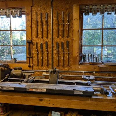 Sears Craftsman Copy Crafter Wood Lathe and 12 Craftsman Chisels