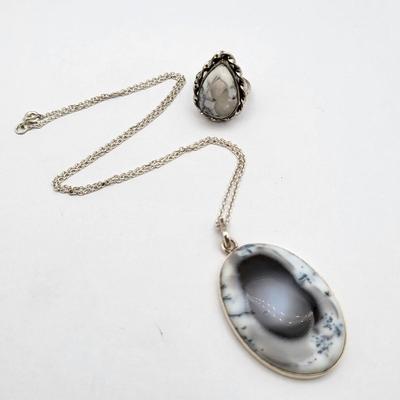 Dendridic Gemstone Necklace & Ring