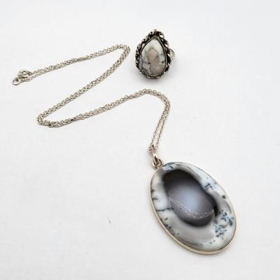 Dendridic Gemstone Necklace & Ring