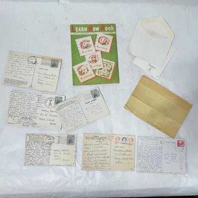Ephemera Lot - Vintage Postcards, Labels, Party Invitation, etc.