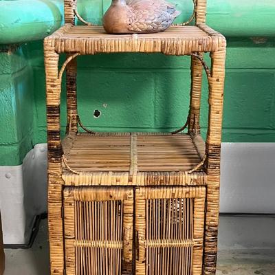 Wicker Side Table/Cabinet with Duck
