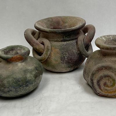 Lot of 3 clay pots from Mexico