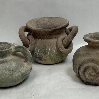 Lot of 3 clay pots from Mexico