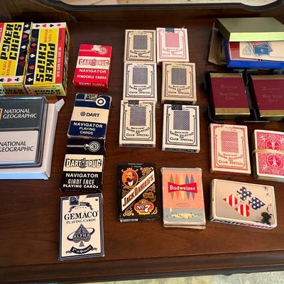 Lot Vintage Playing Cards Poker Chips