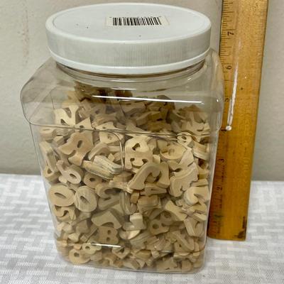 Craft supply - Large Plastic Jar with 100’s of wood cut out letters