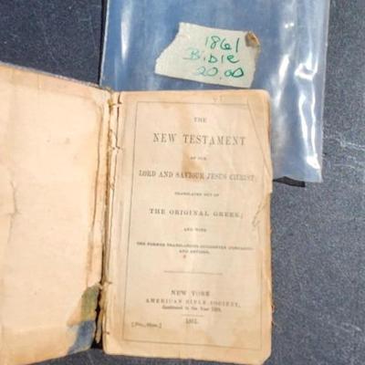 1861 and 1844 Bibles plus household items
