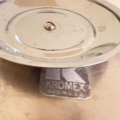 Mixed Vintage Lot - Reverse Glass Tray, Kromex, Hall's Silhouette Pattern Dishes