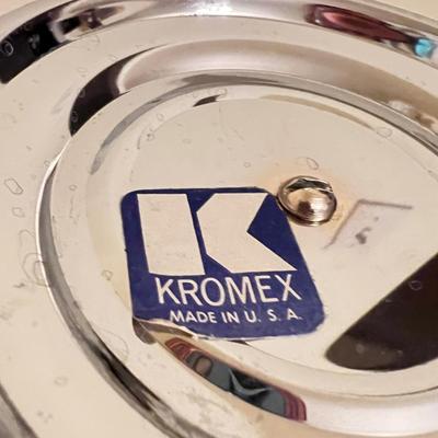 Mixed Vintage Lot - Reverse Glass Tray, Kromex, Hall's Silhouette Pattern Dishes