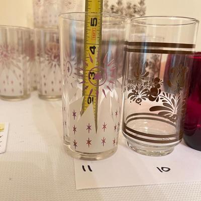 Large Mixed Vintage MCM Glasses Barware Lot - Pfaltzgraff, Ruby Red