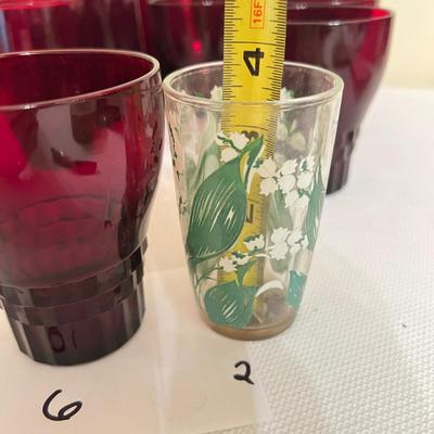 Large Mixed Vintage MCM Glasses Barware Lot - Pfaltzgraff, Ruby Red