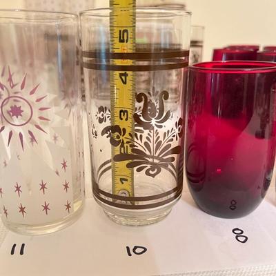 Large Mixed Vintage MCM Glasses Barware Lot - Pfaltzgraff, Ruby Red