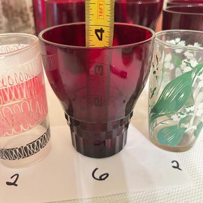 Large Mixed Vintage MCM Glasses Barware Lot - Pfaltzgraff, Ruby Red