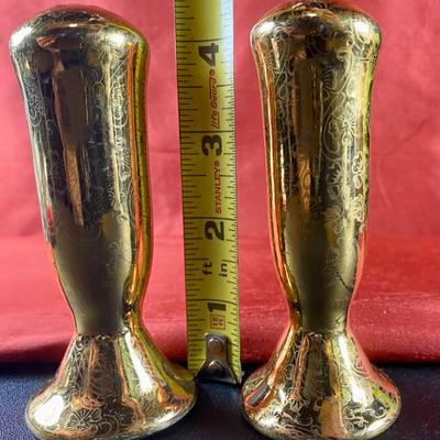 Antique Gold-Glazed Salt and Pepper Shakers