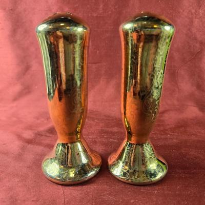 Antique Gold-Glazed Salt and Pepper Shakers