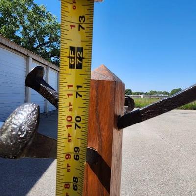 Antique Oak Hall Tree Stand Made with Railroad Spikes