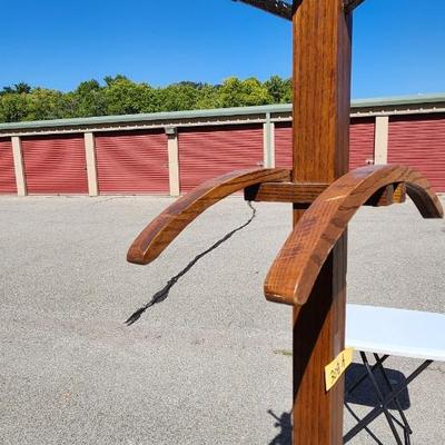 Antique Oak Hall Tree Stand Made with Railroad Spikes
