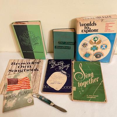 Vintage Girl Scouts Lot - Books, Pocket Knife, Song Books