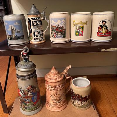 Vintage Beer Stein Lot - 6 German, West Germany