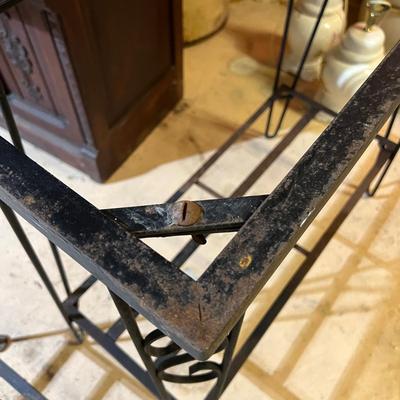 Lot of 2 Wrought Iron Table Bases, 1 w. Unattached Marble Top