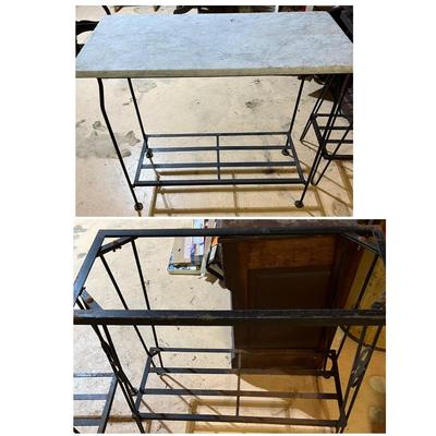 Lot of 2 Wrought Iron Table Bases, 1 w. Unattached Marble Top