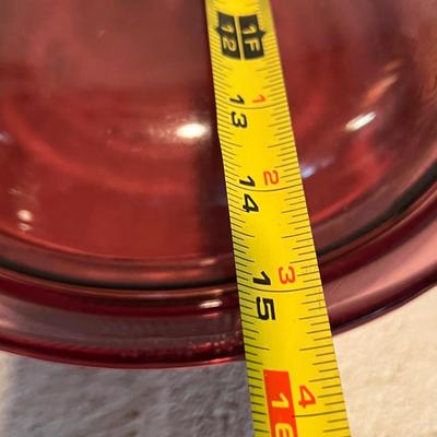 Vintage Cranberry Pink Glass Lot - Large Roaster w. Lid, 3 Etched Pieces