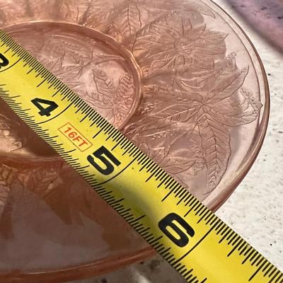 Vintage Cranberry Pink Glass Lot - Large Roaster w. Lid, 3 Etched Pieces