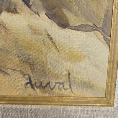 Vintage Framed Painting Young Boy, Signed Duval