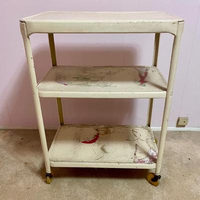 Vintage 3-Shelf Metal Industrial Cart