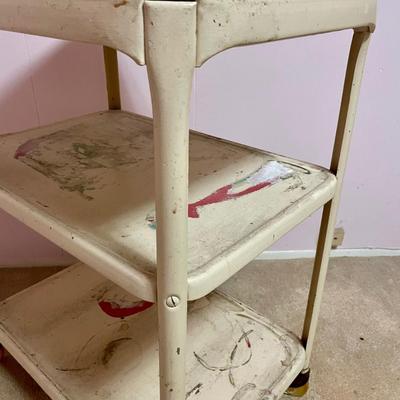 Vintage 3-Shelf Metal Industrial Cart