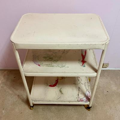 Vintage 3-Shelf Metal Industrial Cart