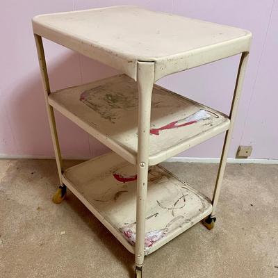Vintage 3-Shelf Metal Industrial Cart