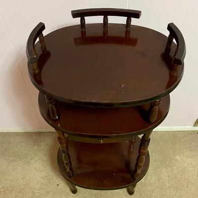 Vintage Cherry Wood 3-Tier Telephone Stand