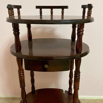 Vintage Cherry Wood 3-Tier Telephone Stand